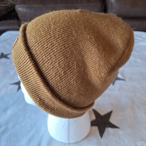 Vintage‎ L.L. Bean Tan Brown Winter Beanie Hiking Cabinecore OSFA Mountain Logo - Picture 4 of 5